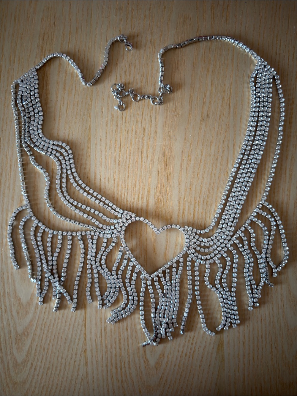 Akira Silver Heart Fringe Rhinestone Belt